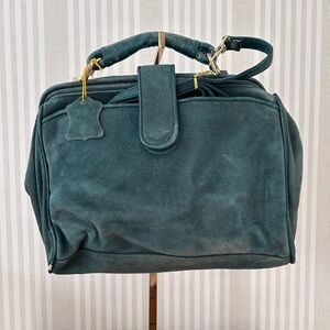 Vintage Emerald Green Suede Womens Bag Top handle detachable shoulder strap NWT